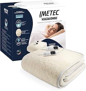 Imetec Adapto Wärmeunterbett für Doppelbett 150x160 cm, schnelle Erwärmung, personalisierbare Temperatur, 100% Wolle und Merinowolle, Made in Italy, 2 separate Bedieneinheiten, 6 Temp - Details ansehen