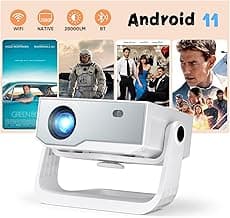 2026 Neuer Smart Beamer 4K Unterstützung, Android 11, Full HD 1080P, 28000 Lumens, WiFi 6 & BT 5.2, 120° Verstellbarer Ständer, Elektrischer Fokus, Trapezkorrektur, Heimkino Beamer für Switch/PS5 - Jetzt günstig kaufen