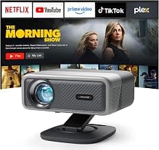 Smart Beamer 4K【Netflix-Fähig & Dolby Audio】VISSPL 4200 ANSI Video Projektor,Autofokus&Trapezkorrektur,1080P Full HD WiFi6 Bluetooth Heimkino/Outdoor Beamer mit 360°-Halter für Handy【Upgrade Version 】 - Super Angebot