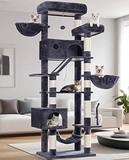 Kratzbaum groß, katzenbaum große Katzen stabil für Innenbereich, 200 cm katzenkratzbaum mit geräumiger Plattformen, Katzenhöhlen, Hängematte, Sisalsäulen, Rauchgrau GCT031G - Details ansehen