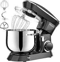 Vezzio Küchenmaschine, 8,5 l Backteig-Mixer, 10-stufige Teigmaschine, mit Rührhaken, Knethaken, Schneebesen und Spritzschutz (Schwarz) - Produktbild