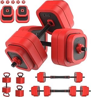 JOROTO 10KG/30KG verstellbares Hantelset 4-in-1-Kurzhanteln, Langhantel, Kettlebell & Liegestützgriffe mit Eisensand, rutschfester Griff, platzsparend für Heimfitness, Krafttraining & Fitness
