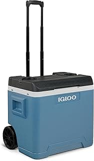 IGLOO IP42 Roller Passiv-Kühlbox 42 L, eisblaue Thermobox mit Rollen und Teleskop-Griff, Eisbox für Freizeit, Beruf und Camping - Top Deal