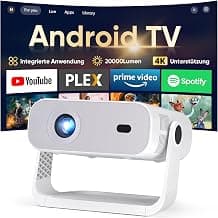 Wielio Upgrade Neuer Smart Mini Beamer Integrierte APP, Android 14,20000Lumens, Unterstützt 4K-Dekodierung,Automatische Trapezkorrektur, WiFi6 & BT5.4 Projektor，Beamer Heimkino für Handy/HDMI/PC - Stark reduziert