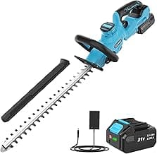LEEIKOO Heckenschere Akku, Heckenschere Elektrisch mit 4000mAh Akku, 180° Verstellbare Heckenschere, 51 cm Klingenlänge, 16 mm Zahnabstand, Klingenabdeckung für Hecken, Äste, Sträucher, Zweige - Produktbild