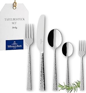 Villeroy & Boch - Blacksmith Besteckset 30 tlg. Silber/Platin, Spülmaschinenfest, Rostfrei, Besteck Set 30 teilig, Essbesteck, Gabel, Messer, Löffel, Essbesteck Set, Edelstahl - Details ansehen