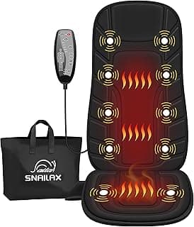 Snailax 10 Vibrationsmotoren Massagesitzauflage mit Wärme, Massageauflage mit Vibration zur Entspannung, Sitzkissen für Rücken Nacken, Rückenmassagegerät mit Handtasche für Hause Büro, Geschenke - Details ansehen