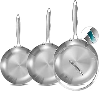Inqibee Edelstahlpfanne Bratpfannenset Unbeschichtet 20 24 28 cm mit Deckel - Pfannenset Edelstahl, Stainless Steel Frying Pan Set, Für Induktion & alle Herdarten - Ofenfest, Spülmaschinenfest - Günstig online kaufen