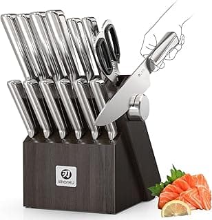 imarku Messerblock mit Messer & integriertem Schleifer, 14-teiliges Küchenmesser Set aus japanischem Edelstahl, spülmaschinenfest, ergonomische Griffe – ideal für Hobbyköche & Geschenk - Produktbild