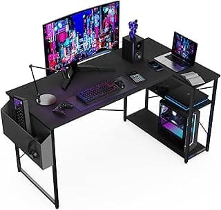 BEXEVUE L-förmiger Schreibtisch – 120x70 cm Gaming Tisch mit Ablagefächer, Umkehrbarer PC Ecktisch Computertisch, Corner Gaming Tisch für Studium Arbeit Zuhause Schlafzimmer, Schwarz - Details ansehen