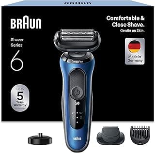 Braun Series 6 Elektrorasierer mit EasyClick Barttrimmer Aufsatz, SensoFlex Rasierer Herren Elektrisch, Ladestation, Wet & Dry, Geschenk Mann, Made in Germany, 61-B4500cs, blau - Stark reduziert