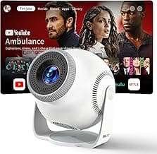 Mini Beamer, Projektor, Mini Projector 1080P Full HD, 480 ANSI Lumen, Android 14 System, 8K Dekodierung, WiFi 6 Bluetooth 5.4, Automatische Trapezkorrektur, 180° Drehbar, Beamer 4K Heimkino - Super Angebot