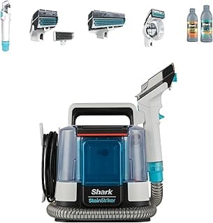 Shark StainStriker Fleckenreiniger mit 5 Aufsätzen, reinigt Teppich- und Polsterfasern, gegen Speisereste, Flüssigkeiten und Tiergeruch, leicht und tragbar, 450W, Weiß/Türkis, PX200EUT - Super Angebot