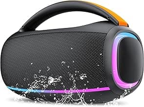 Bluetooth Lautsprecher mit Licht, Musikbox Bluetooth, Dualen Bass-Treibern, IPX7 Waterproof, TWS, AUX, TF, Bluetooth Box Geeignet Outdoor/Party/Baustelle - Top Deal