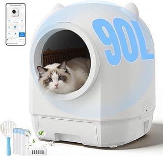 Devoko elektrisches katzenklo selbstreinigend, 90L Self-Cleaning Cat Litter Tray, niedliches Design Katzen toiletten, lang anhaltender Geruchsschutz，unterstützt APP-Steuerung und Sicherheitssensoren - Günstig online kaufen