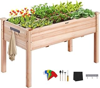 VEVOR Hochbeet Holz Pflanzkübel mit Ablage Blumenkasten 100kg Tragfähigkeit Garten Pflanzkasten Terrassen Gemüsebeet Gartenbeet Pflanzbeet 120x58x76cm ideal für den Anbau von Gemüse Obst Kräutern - Produktbild