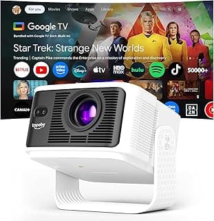 Beamer [Google TV ] KI-Sprachassistent,700 ANSI HDR10+ Tragbarer Projektor | 50000+ Apps & 4K 8K Support 1080p Native Auflösung & Automatische Bildschirmkorrektur , Duale 10W 3D Lautsprecher, Weiß - Amazon Angebot