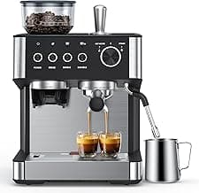 COWSAR Siebträgermaschine mit Mahlwerk, mit Mahlwerk und manuellem Milchaufschäumer, 15 Bar Drucksystem, schnell aufheizende espresso machine, geeignet für Cafés, Restaurants, Wohnungen und Büros - Produktbild