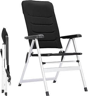 LETS CAMP Luxus Gartenstühle, Campingstuhl Faltbar Klappstuhl Klappbar 7-Fach Verstellbar Alu mit hoher Rückenlehne, Belastbar 125 KG Schwarz - Produktbild