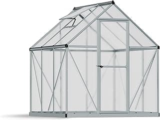 Palram Canopia by Gewächshaus klein Mythos 6x6 Treibhaus 186x185cm Aluminium Silber Tomatenhaus Polycarbonatplatten UV-beständig - Günstig online kaufen
