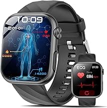2026 Neu Smartwatch EKG+HRV/BMI/Harnsäure/ΒΙυtｚυcker Herren Damen, 1.97 AMOLED Gesundheitsuhr mit Bluetooth Anrufe, 24H Herzfrequenz/Blutdruck/Schlafmonitor/SOS-Notruf Fitnessuhr für Android iOS - Produktbild