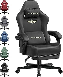 GTPLAYER Gaming Stuhl, Atmungsaktiver Bürostuhl, bürostuhl ergonomisch, Hochwertiger - Stoff, Ergonomischer PC Stuhl, 160° Verstellbare Rückenlehne und ausziehbare Fußstütze, Tragkraft 180 kg, Grau - Produktbild