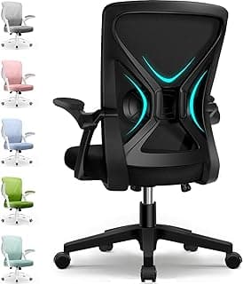 Bürostuhl Ergonomisch,Schreibtischstuhl mit Hochklappbaren Armlehnen,Einstellbare Lendenstütze,Höhenverstellbarer Chefsessel Drehstuhl,Netzstuhl mit Wippfunktion bis 125°,Schwarz - Details ansehen