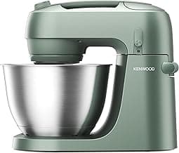 Kenwood Go – Kompakte Küchenmaschine zum Backen, platzsparendes Design mit 4L Schüssel, 3 höhenverstellbare Metall-Rührwerkzeuge, drehbarer Spritzschutz, 6 Stufen, Tragegriff, 800W, Grün (KZM35000GR) - Produktbild