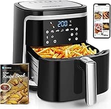 Aigostar Cube Smart WiFI - Heißluftfritteuse 7L XXL, Airfryer 1900W, APP-Steuerung, 7 Programmen, LED-Touchscreen, Warmhalten, 20 Rezepte, Ohne Öl Air Fryer für 6-10 Personen, DIY-Menü, Schwarz - Top Deal