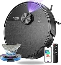 MONSGA Saugroboter mit Wischfunktion,5000Pa Saugkraft,180Min Laufzeit,Anti-Tangle-System,LiDAR Navigation, Staubsauger Roboter für Teppich, Tierhaare, APP & Fernbedienung Steuerung (Schwarz) - Amazon Angebot
