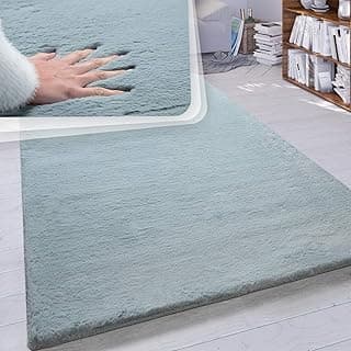 Paco Home Hochflor Teppich Wohnzimmer Schlafzimmer Shaggy Modern Flauschiger Fellteppich Weich Fell Imitat Kunstfell Einfarbig, Grösse:160x230 cm, Farbe:Türkis - Amazon Angebot