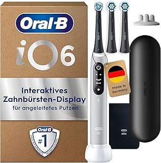 Oral-B iO Series 6 Plus Sensitive Edition Elektrische Zahnbürste/Electric Toothbrush, PLUS 3 Aufsteckbürsten, 5 Putzmodi für Zahnpflege, Reiseetui, Designed by Braun, grey opal - Details ansehen