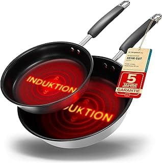 Pfannenset Induktion für alle Herdarten 20cm und 28cm beschichtete Pfannen aus Edelstahl - 10 JAHRE GARANTIE, Optimierte Griffe, Perfekte Hitzeverteilung, Spülmaschinen- und Ofenfest - Bratpfanne Set - Günstig online kaufen