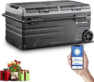 AAOBOSI 95L Kompressor Kühlbox Dual Zone, Kühlbox Auto Mit WIFI-APP-Steuerung USB-Anschluss, 12/24 V und 100-240 V kompressorkühlbox -20°C bis 20°C für Auto, Lkw, Boot, Reisemobil, Camping, Doppeltür - Details ansehen