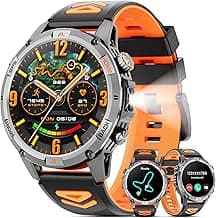 Smartwatch Herren Militär, 1,46 HD Mens GPS Smart Watch, LED Taschenlampe, Kompass, 100+ Sportmodi Fitnessuhr, IP68 Wasserdicht Sportuhr, Fitness Tracker Watch für iOS Android - Super Angebot