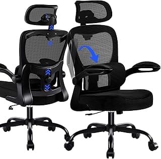Bürostuhl Ergonomisch mit Kopfstütze, Verstellbarer Lendenwirbelstütze & Netzbespannung, Höhenverstellbarer Drehstuhl bis 150 kg, Computerstuhl ideal für Büro und Homeoffice, Schwarz - Produktbild