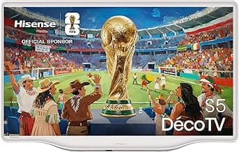 Hisense 32S5Q Deco TV, 80cm (32 Zoll), FHD QLED, HDR10, Dolby Atmos, QLED Colour, 60Hz, DVB-T2+C+S2 Tuner, WiFi, HDMI, Gallerie Mode, Kunst-Inspiriertes Design, Rauschreduzierung, DTS Virtual: X - Produktbild