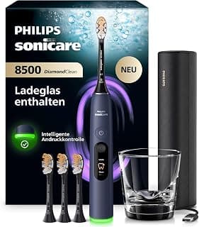 Philips Sonicare Next-Generation DiamondClean 8500 elektrische Zahnbürste - mit intelligenter Andruckkontrolle und 18 Einstellungen, Dunkelblau, HX8515/13 - Stark reduziert