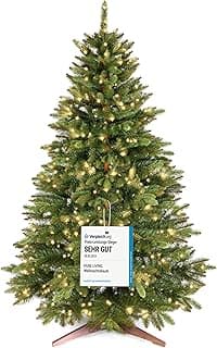 Premium Künstlicher Weihnachtsbaum mit Beleuchtung 180 cm – naturgetreuer Tannenbaum künstlich mit 440 warmweiß-goldenen LED, 8 Lichtmodi & Timer – Weihnachtsbaum LED mit Holzständer - Günstig online kaufen