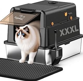 XXXL-Katzentoilette aus Edelstahl mit Deckel, PalNests Extra Große Geschlossene Katzentoilette aus Metall für Große und Mehrere Katzen, Geruchskontrolle mit Katzenstreu-Deodorant, Auslaufsicher - Günstig online kaufen