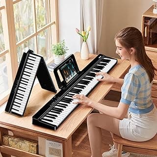 TERENCE E-Piano 88 Tasten halbgewichtet,faltbar,BT Pedal Aufnahme Schwarz - Top Deal