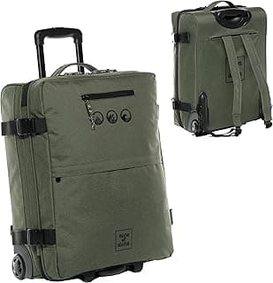 SONS OF ALOHA Backpacker Rucksack mit Rollen 3 in 1 - Handgepäck Koffer Kane Hybrid Backpack-Boardgepäck mit Rollen, 55 x 40 x 20 cm - wasserabweisend recyceltes PET, grün-Olive - Amazon Angebot