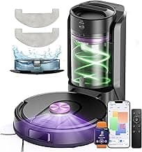 Vexilar Saugroboter mit Wischfunktion, beutelloser Multi-Zyklon Saugroboter mit Absaugstation, 10.000Pa & 200 Min Staubsauger Roboter, 3-in-1 Saug und Wischroboter für Tierhaare & Teppich (Schwarz) - Super Angebot