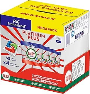 Fairy Professional Platinum Plus Spülmaschinentabs, 236 Kapseln (4 x 59), für Eingebranntes Fett und Kurzprogramme, HACCP-Konform, professionelle Formel für den Einsatz in Gewerblichen Küchen - Amazon Angebot
