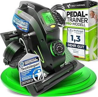 Tretmann Pedaltrainer Pro Set [Das Orginal] extra Leise & gelenkschonend + Anti-Rutsch-Matte & Befestigungsband -DEKRA Geprüft- Beintrainer für Senioren Heimtrainer senioren Mini Bike tischfahrrad - Amazon Angebot