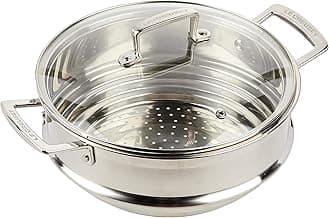 Le Creuset Multi-Dämpfeinsatz aus Edelstahl mit Glasdeckel, Ø 24 cm, 96101924001000 - Details ansehen