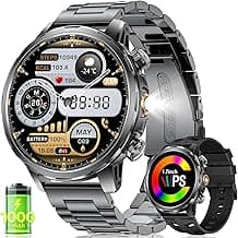 Smartwatch Herren mit 1000mAh Akku, 1,7 Großes Display Militär Smart Watch mit LED-Taschenlampe/100+ Sportmodi Fitnessuhr, SpO2/Herzfrequenz/Schlafmonitor für Android iOS 2026 - Stark reduziert