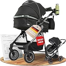 Kinderwagen 2 in 1 [Babywanne & Sportsitz] Buggy mit Aluminium-Gestell | Kinderbuggy Höhenverstellbarer Griff | Stroller Baby Leicht klappbarer Reisebuggy mit Zubehör-Set | Buggys – AMOR BABY® - Günstig online kaufen
