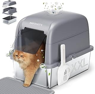 MeoWant Katzentoilette Aus Edelstahl,81 L Großes Fassungsvermögen Abnehmbare Dreischichtige Geschlossene Geruchsdichte Katzentoilette Mit Hohem Zaun Für Mittelgroße Und Große Katzen(Grau) - Jetzt günstig kaufen