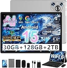 2026 Tablet 10 Zoll Android 15 mit 30 GB RAM+128GB ROM(TF 2TB), 8000mAh,5G WLAN, Octa-Core, Widevine L1, Kindersicherung, BT 5.0, GPS, Tablet mit Tastatur, Grau - Details ansehen